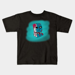 Neon blue zombie head with brain Kids T-Shirt